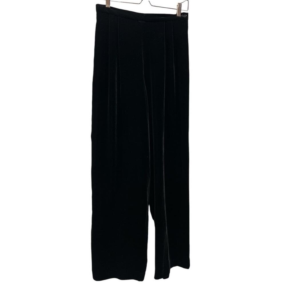 Vtg Talbots Silk Blend Velvet High Waist Pants Trousers 28" Black Wide Leg Lux